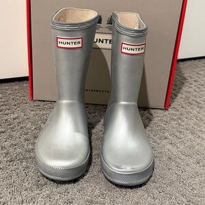 Hunter Kids Metallic Silver Rain Boots